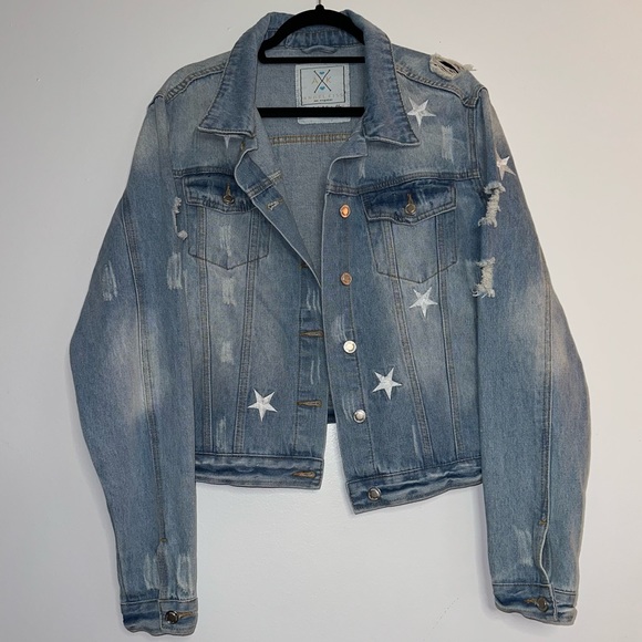 Angel Kiss Jackets & Blazers - Angel Kiss Jean Jacket with Embroidered Stars